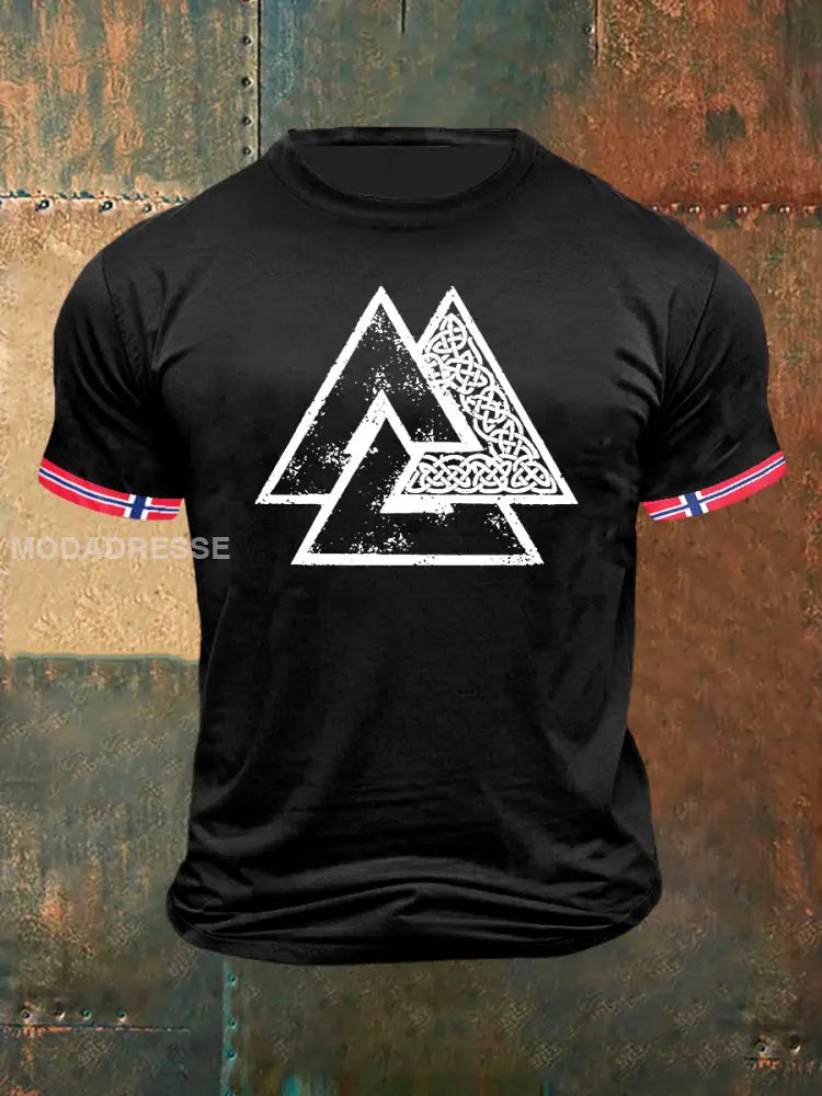 Norges vikingsstil til menns Vikingsstil Skriv ut kort erme T-shirt S