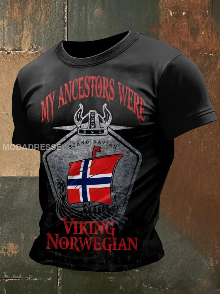 Norsk vikingematiske trykt T-shirt som bilete / S
