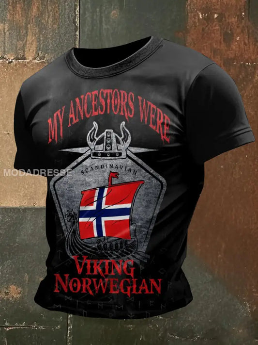 Norsk vikingematiske trykt T-shirt som bilete / S