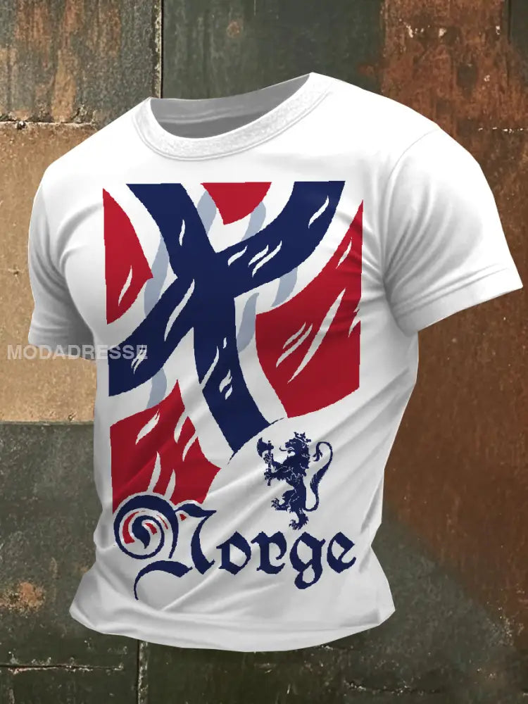 Norsk vikingematiske trykt T-shirt som bilete / S