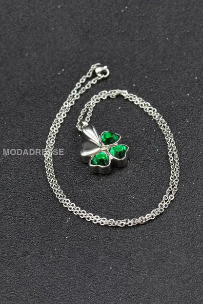 Personaliserad Pendant Lucky Four Leaf Clover Öppna halsbandet grönt