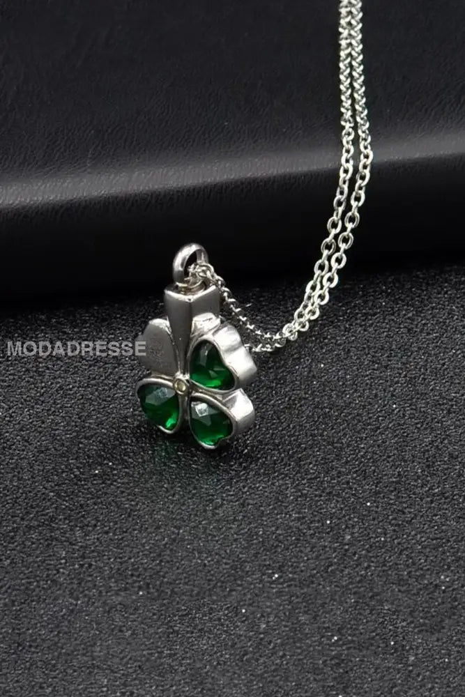 Personaliserad Pendant Lucky Four Leaf Clover Öppna halsbandet grönt