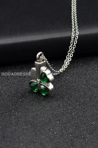 Personaliserad Pendant Lucky Four Leaf Clover Öppna halsbandet grönt