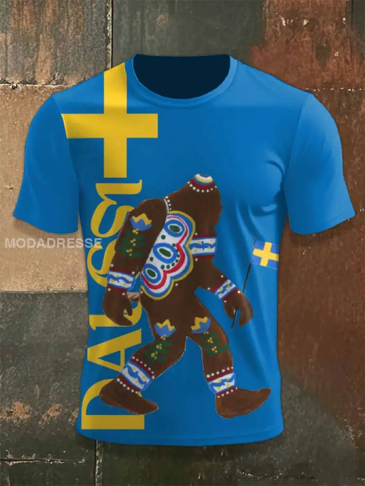 Retro Casual T-shirt Med Svenskt Tematryck som bild / S
