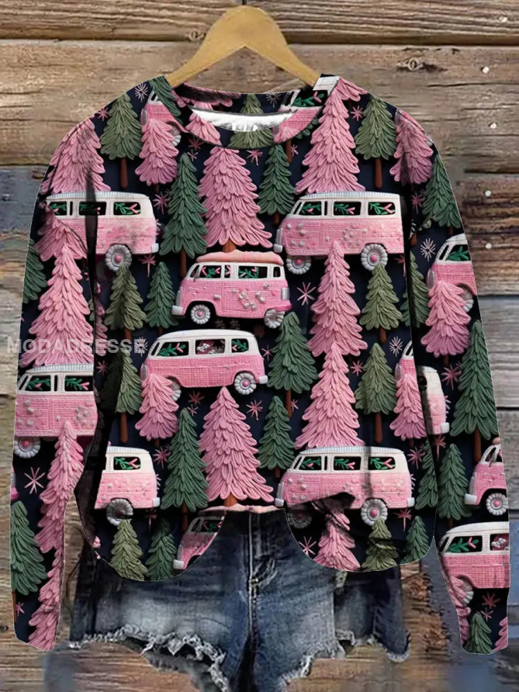 Retro Christmas roligt och söta tryckt moderiktig besättning hals topp