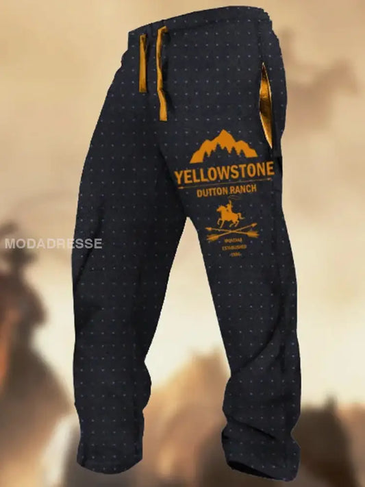 Retro Cowboy teksturmønster Skriv ut Western Village jaktlogo Stripede slags svevebukser A / S