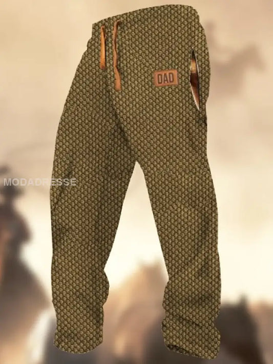 Retro Cowboy teksturmønster Skriv ut Western Village jaktlogo Stripede slags svevebukser A / S