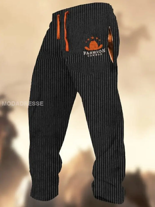Retro Cowboy teksturmønster Skriv ut Western Village jaktlogo Stripede slags svevebukser A / S