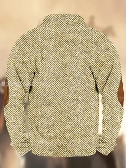 Retro Cowboy teksturmønster trykt Western Vintage blikk V-hals utendørs tykk sweatshirt