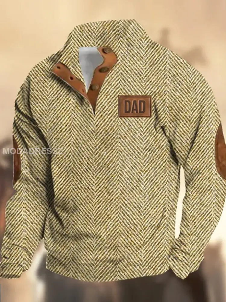 Retro Cowboy teksturmønster trykt Western Vintage blikk V-hals utendørs tykk sweatshirt A / S
