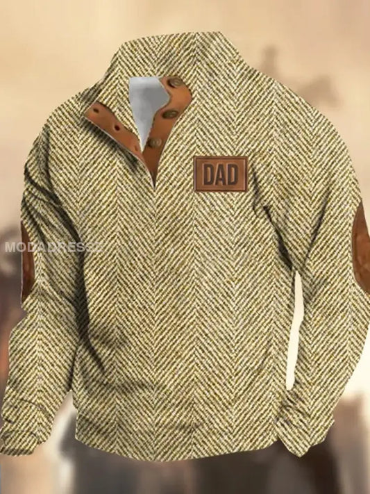 Retro Cowboy teksturmønster trykt Western Vintage blikk V-hals utendørs tykk sweatshirt A / S