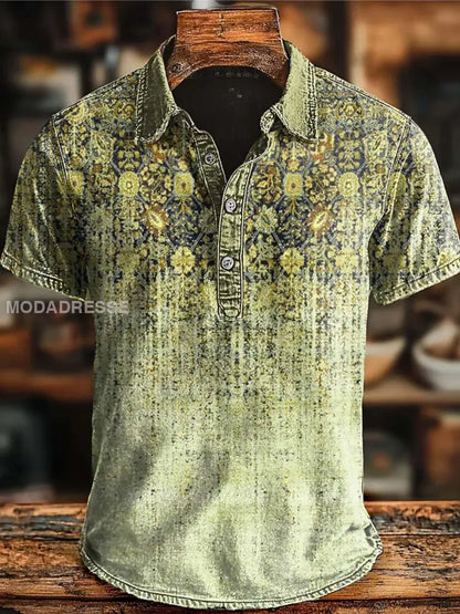 Retro etnisk gradient konst Skriv ut Casaul Short SLeeve Polo tröja Gul / S