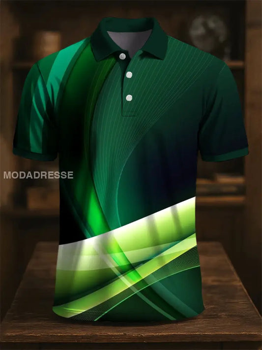 Retro konst Abstract linje Skriv ut Casual Polo skjjorta flerlog / S