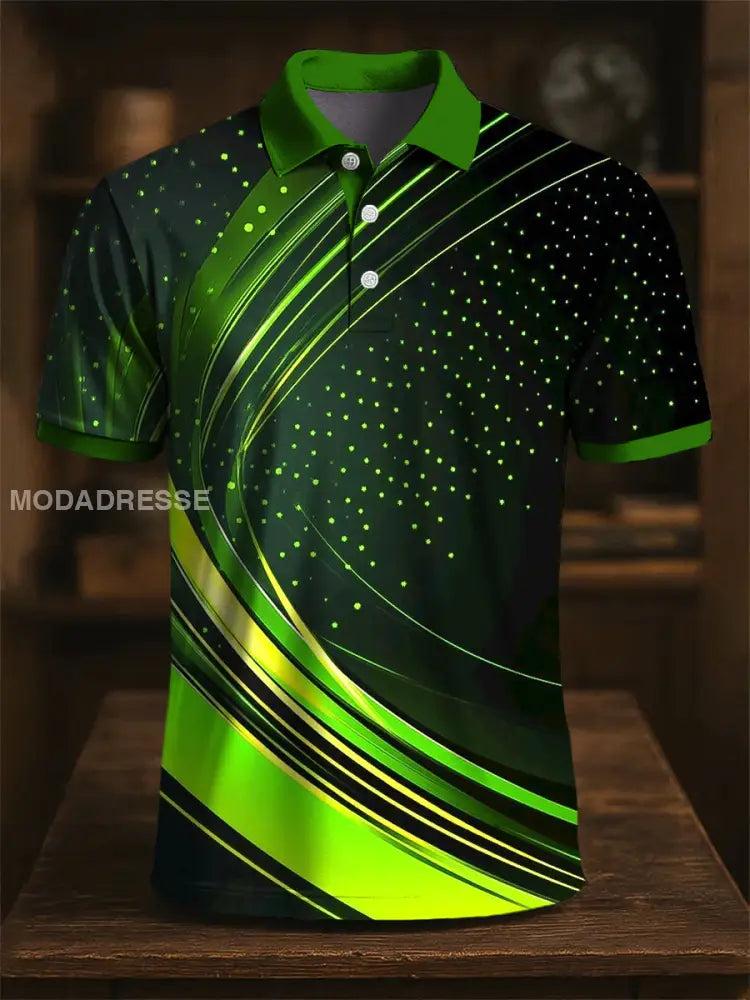 Retro konst Abstrakt färg Block Stripe Skriv ut Casual Polo tröj flerlog / S