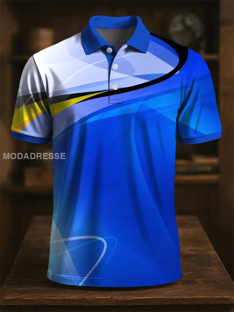 Retro konst gradient linje våg Skriv ut Casual Polo tröj flerlog / S