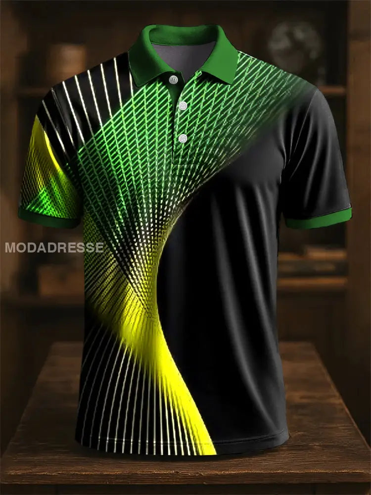 Retro konst oregelbunden vågig linje Skriv ut Casual Polo tröj flerlog / S