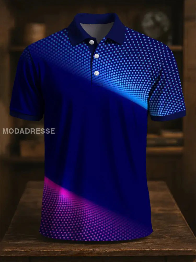 Retro konstfärg Gradient Polka Dot Skriv ut Casual Polo tröj flerlog / S