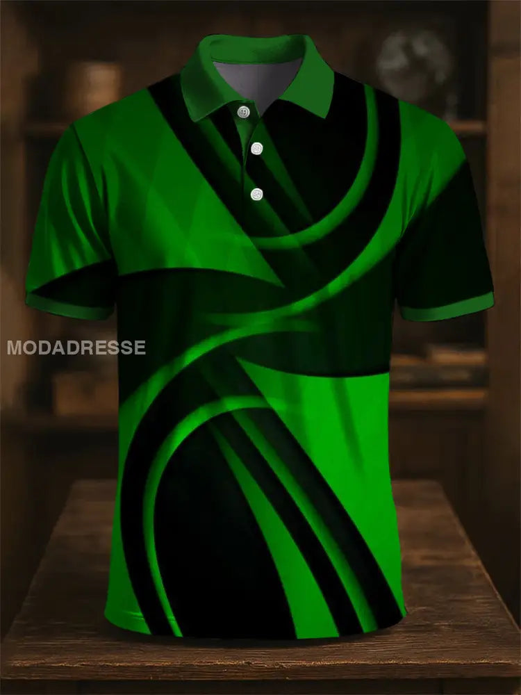 Retro konstnärlig geometrisk utskrift Casual Polo tröj flerlog / S