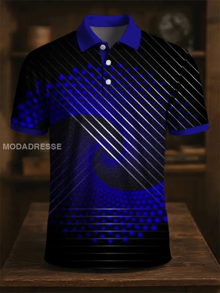 Retro Konstnärliga linjer Polka Dot Swirl Skriv ut Casual Polo tröj flerlog / S