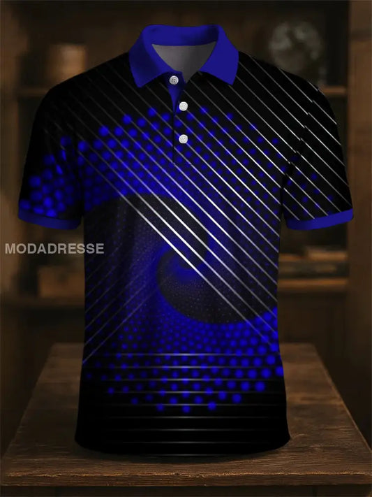Retro Konstnärliga linjer Polka Dot Swirl Skriv ut Casual Polo tröj flerlog / S