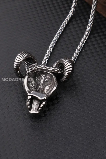 Retro Monster Får huvud tätt halsbande stål