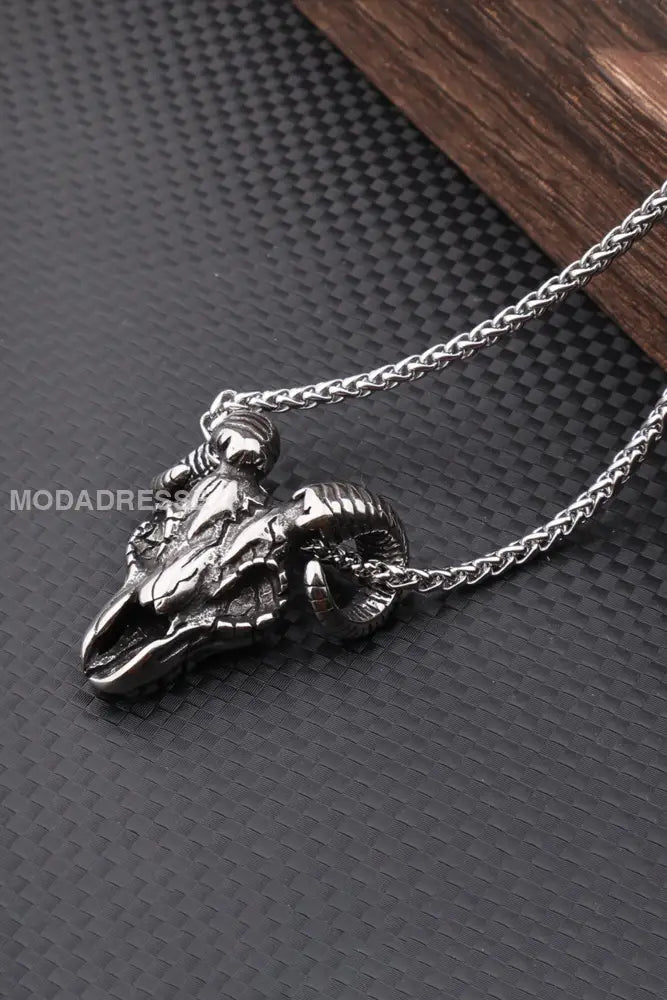 Retro Monster Får huvud tätt halsbande stål