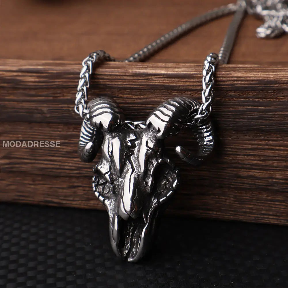 Retro Monster Får huvud tätt halsbande stål