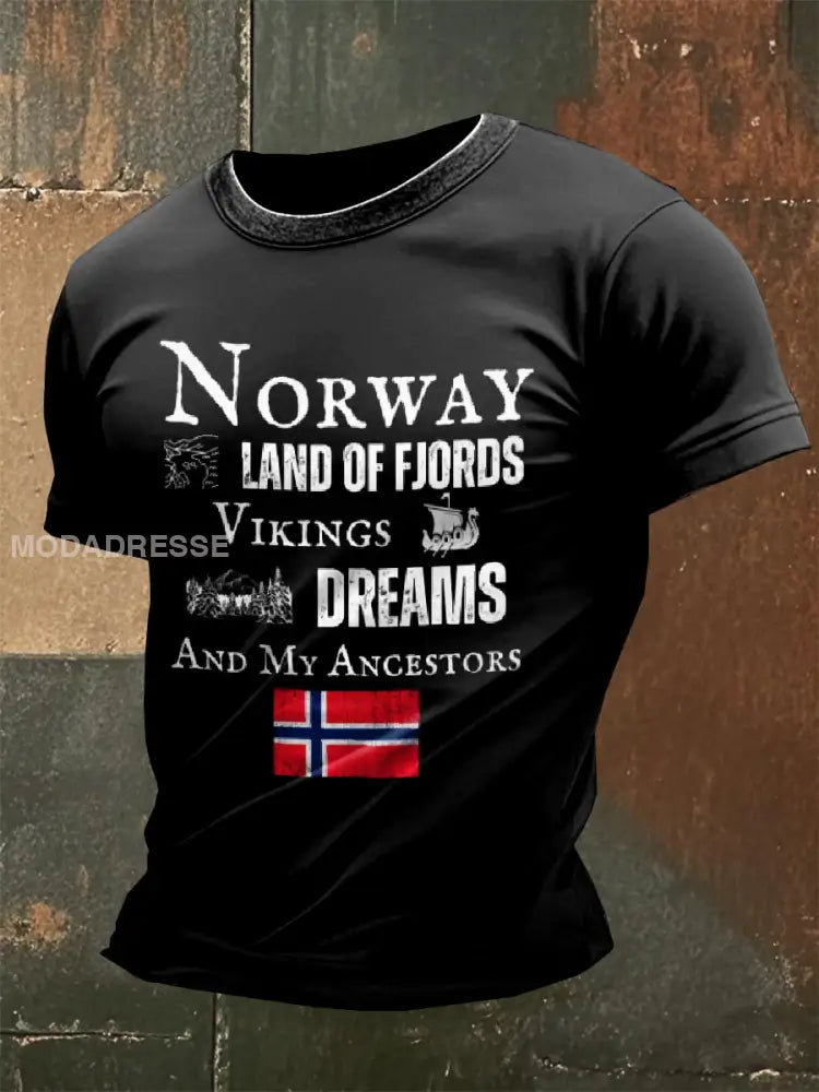 Retro Norge temaet med utskrift av T-shirt som bilete / S