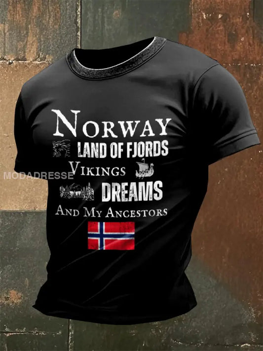Retro Norge temaet med utskrift av T-shirt som bilete / S
