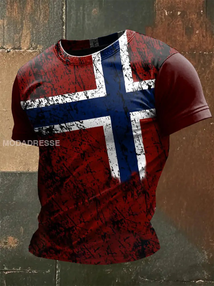 Retro Norge temaet med utskrift av T-shirt som bilete / S