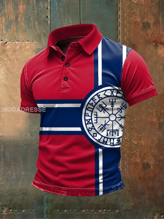 Retro norsk flagg Tema Casual Polo Skjorte som bilete / S