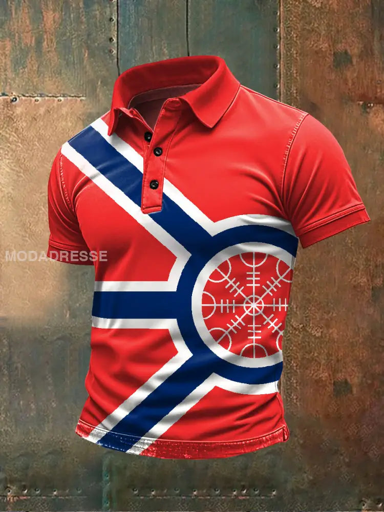 Retro norsk flagg Tema Casual Polo Skjorte som bilete / S
