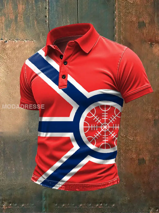 Retro norsk flagg Tema Casual Polo Skjorte som bilete / S