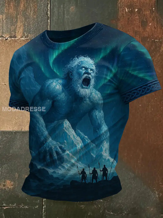 Retro Norsk Gigantiskt Tryck Casual T-shirt För Män som bild / S