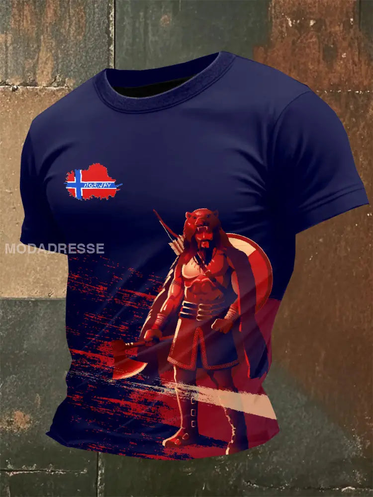 Retro norsk vikingebilde Skriv ut små T-shirt som bilete / S