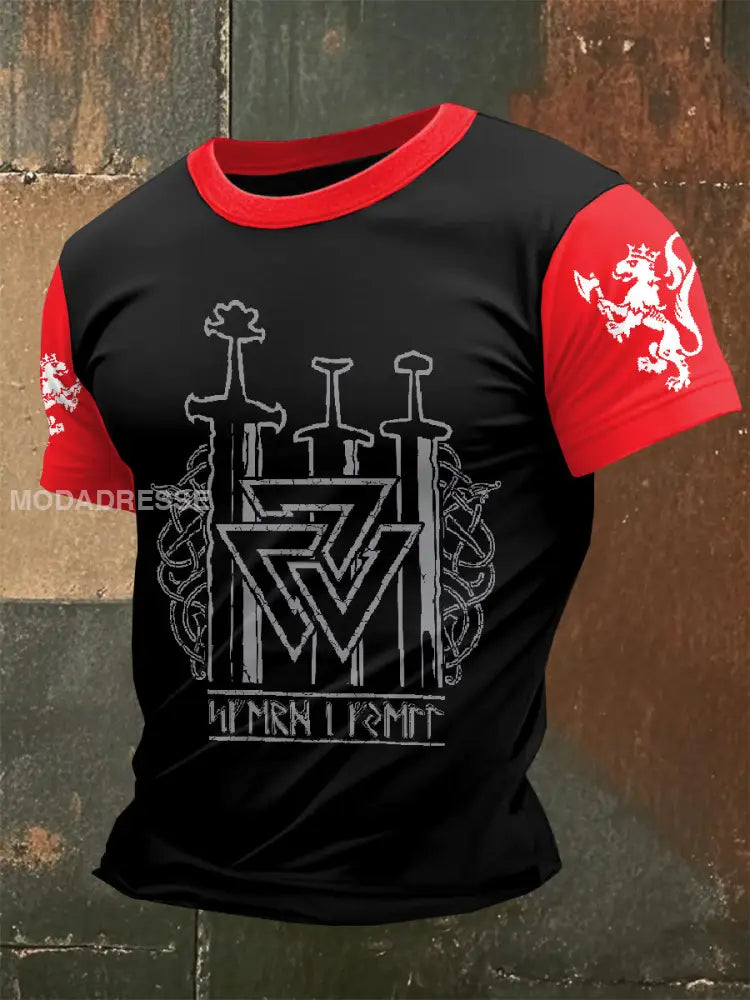 Retro norsk vikingebilde Skriv ut små T-shirt som bilete / S