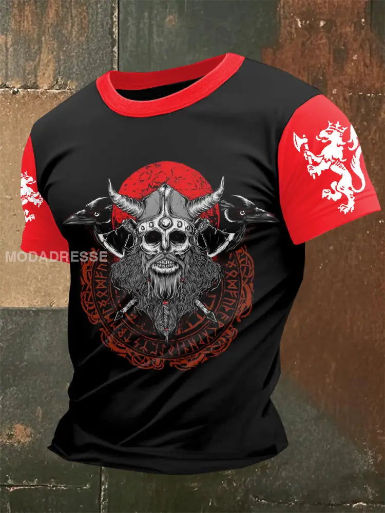 Retro norsk vikingebilde Skriv ut små T-shirt som bilete / S