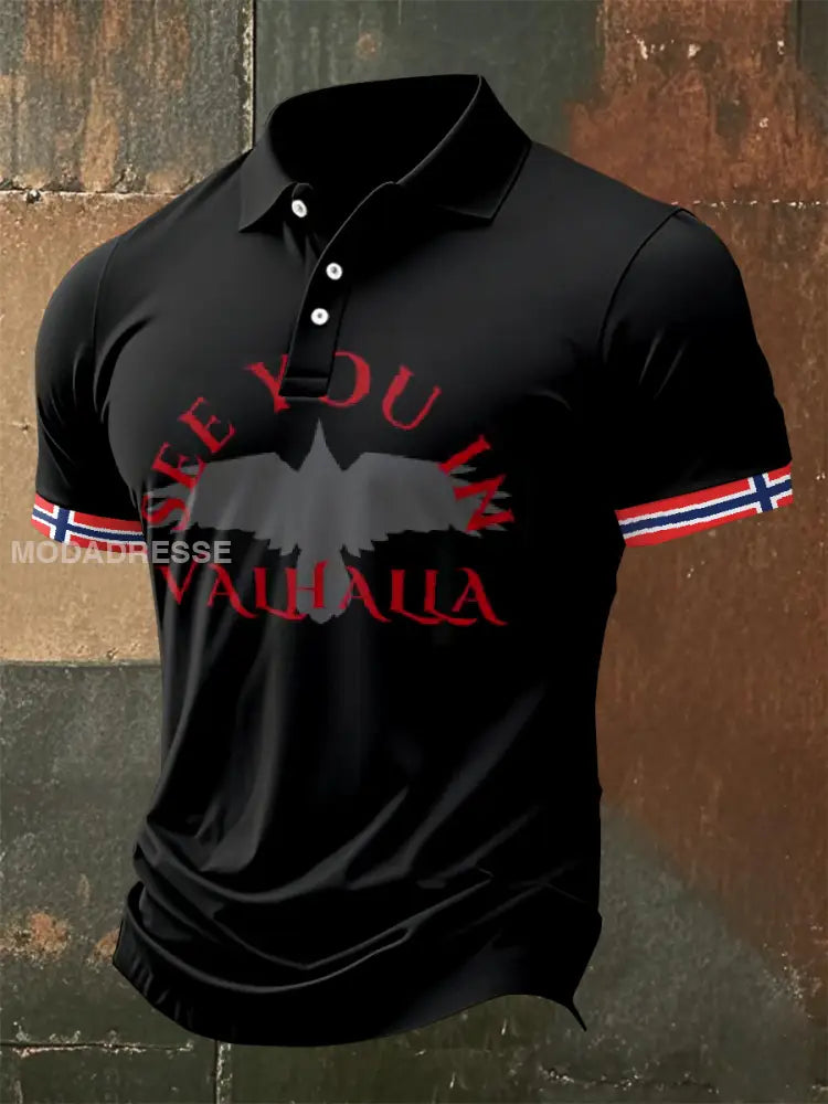 Retro norsk vikingebilde trykt kasseal polo skjorte som bilete / S