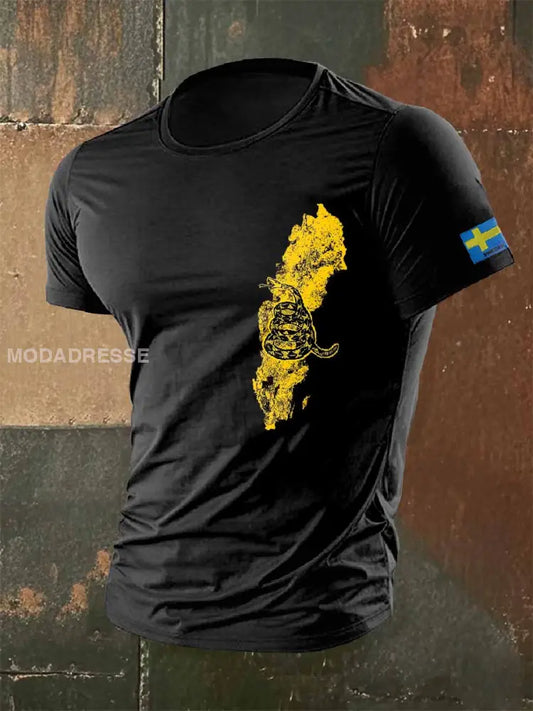 Retro Svensk Illustration Casual T-shirt För Män som bild / S
