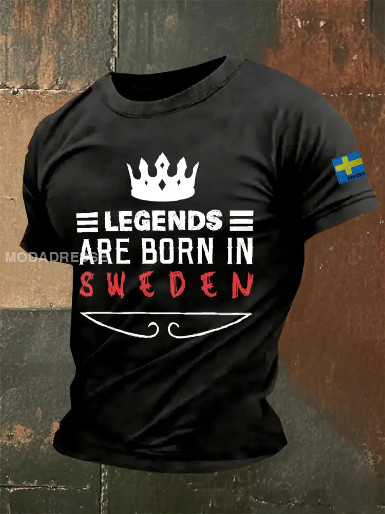 Retro Svensk Illustrationstryckt Casual T-shirt För Män som bild / S