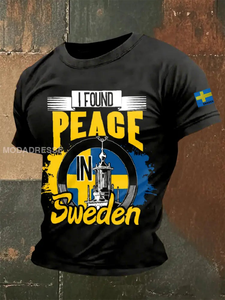 Retro Svensk Illustrationstryckt Casual T-shirt För Män som bild / S