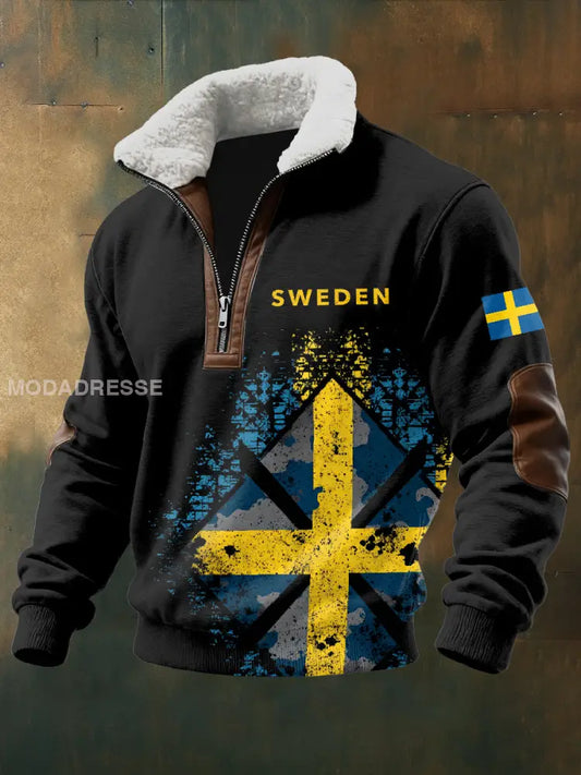 Retro Svensk mönstrad Casual Sweatshirt As picture / S