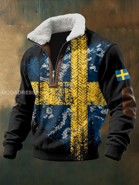 Retro Svensk mönstrad Casual Sweatshirt As picture / S