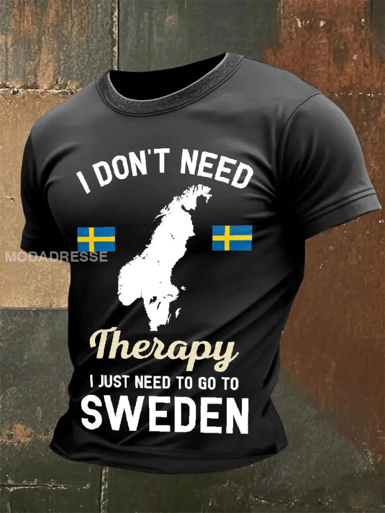 Retro Svenska Illustration Skriv ut Casual T-shirt som bild / S