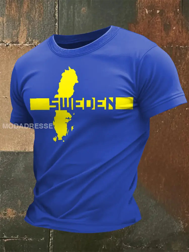 Retro Svenska Illustration Skriv ut Casual T-shirt som bild / S