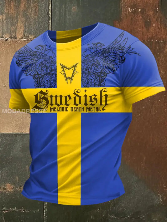 Retro Svenska Illustration Skriv ut Casual T-shirt som bild / S