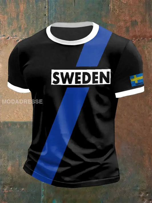 Retro Svenska Illustrationstryckta Casual T-shirt För Män som bild / S