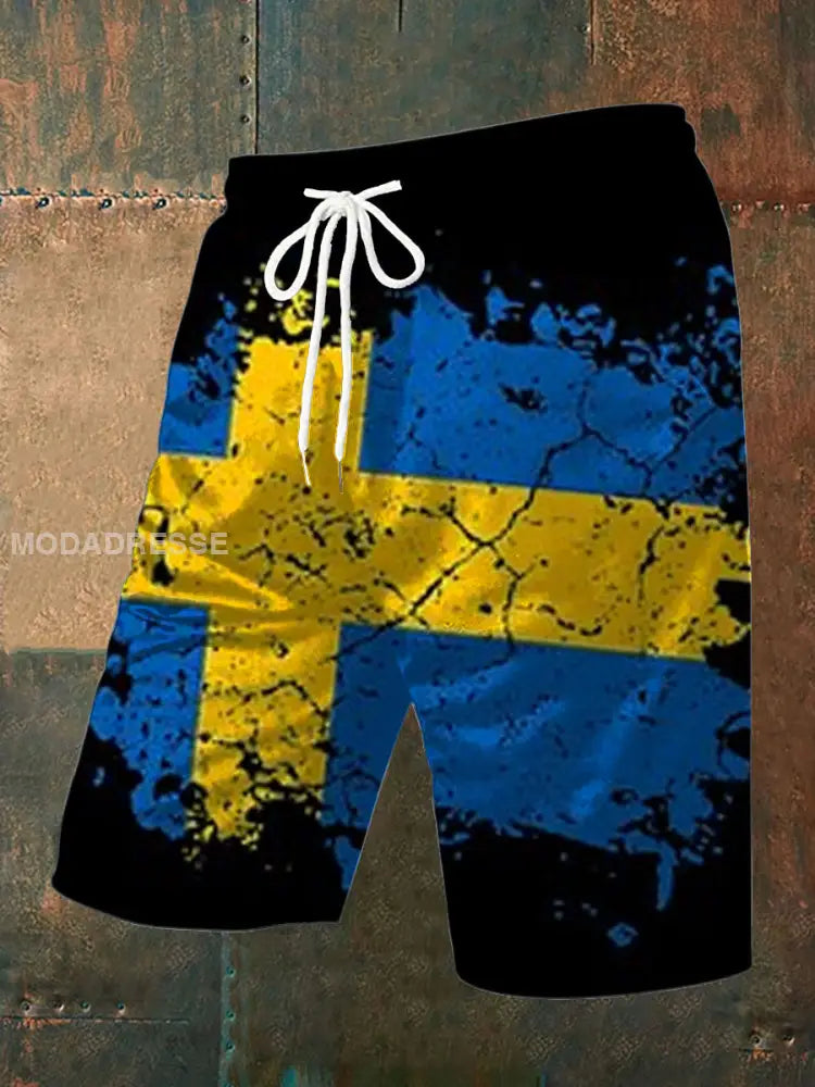Retro Svenska Kultur Skriv ut Casual Shorts A / S