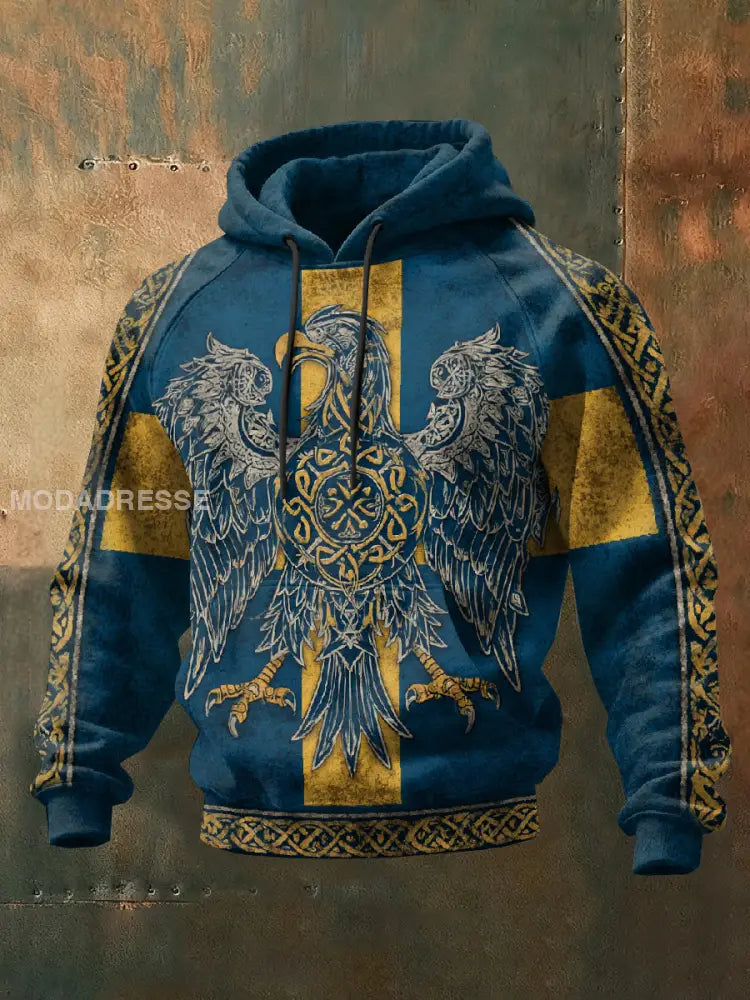 Retro Svenska Viking Skriv ut Casual Sweatshirt As picture / S