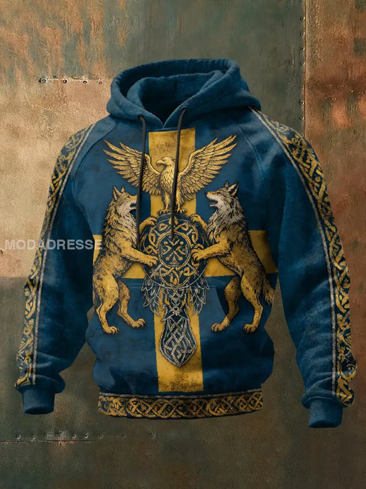 Retro Svenska Viking Skriv ut Casual Sweatshirt As picture / S